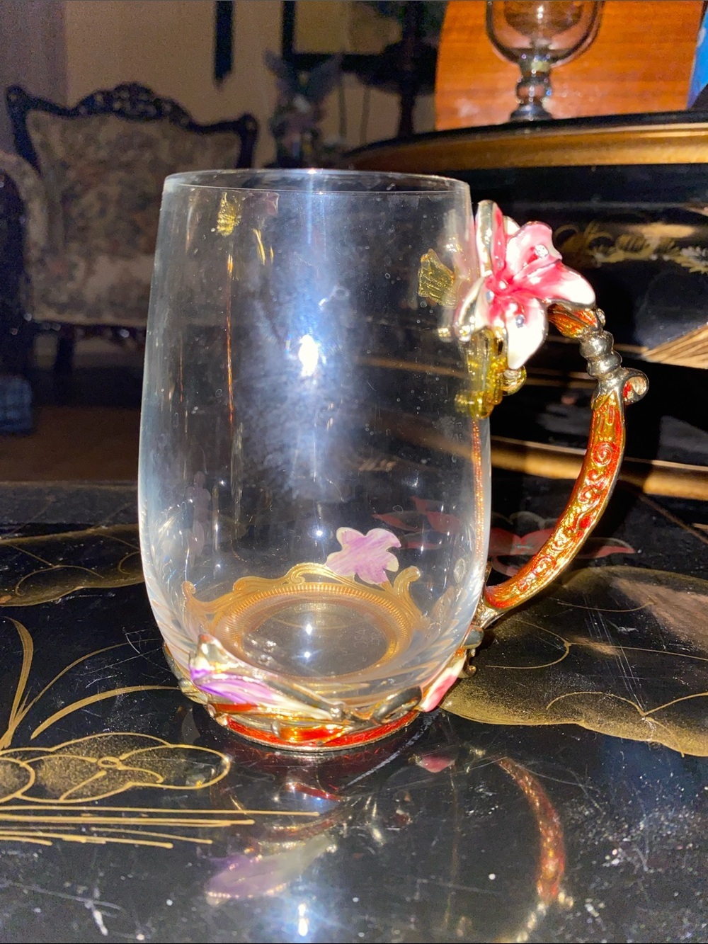 FLOWER GLASS COFFEE/TEA CUP LILI FLOWER